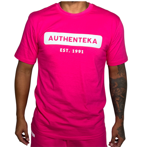 AUTHENTEKA UNISEX SHORTS SET- pink x white