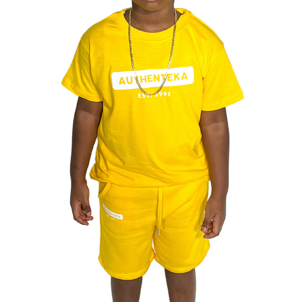 AUTHENTEKA KIDS SHORTS SET- yellow x white