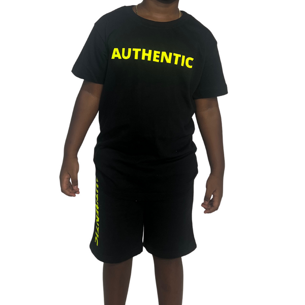 AUTHENTIC KIDS SHORTS SET- black x neon